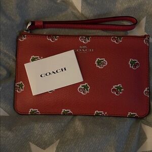 Coach Cherry Print Red Wristlet
